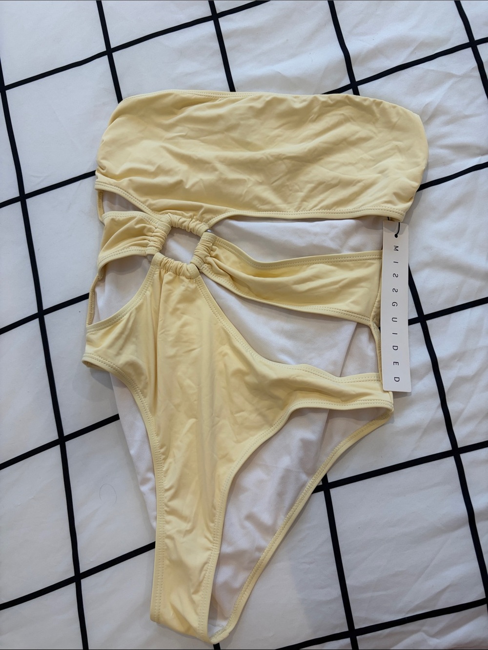 Missguided Pale Yellow Cutout Kids One-Piece Swimsuit